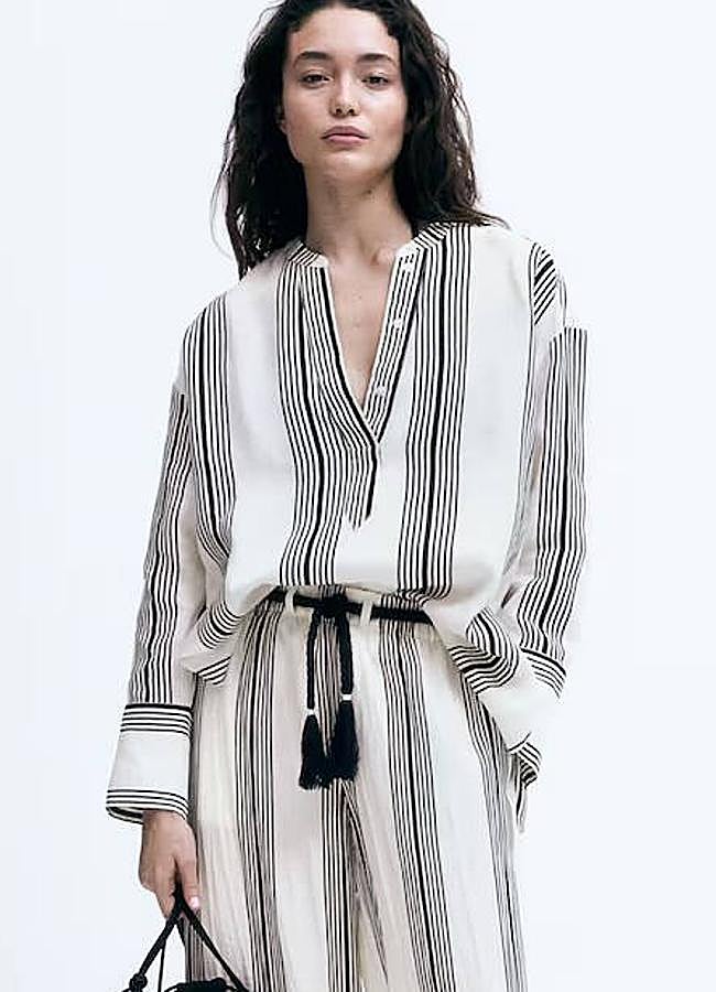 Imagen - Blusa ancha de loino con rayas