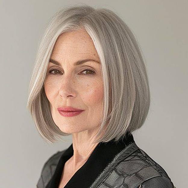Peinado sharp bob en mujer de más de 50 años