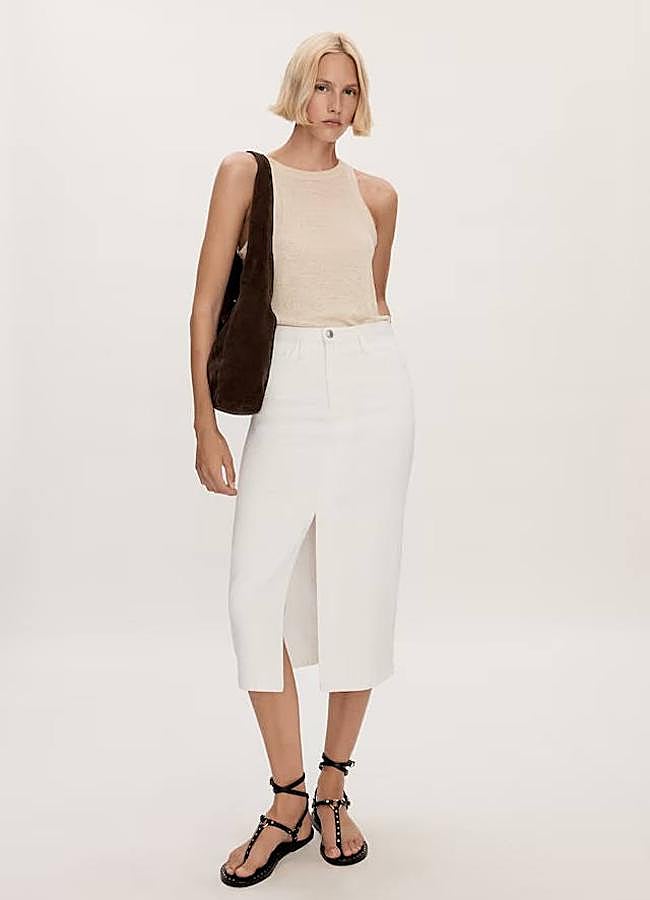 Imagen - Falda vaquera midi blanca