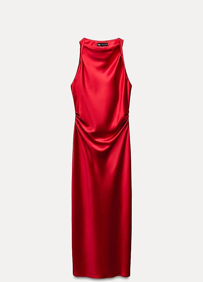 Imagen - Vestido rojo de satén de Zara, 29,95 euros.