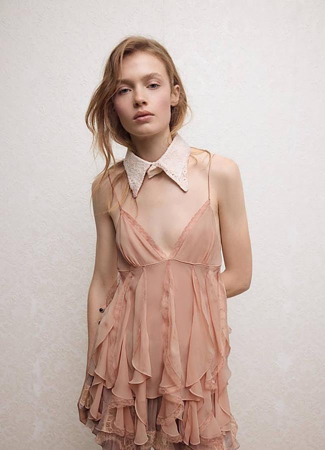 Imagen - Ruffle top de gasa con detalles de encaje