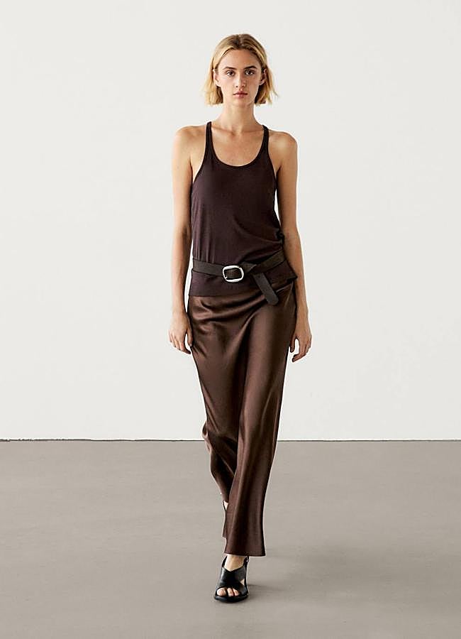 Imagen - Falda satinada midi recta