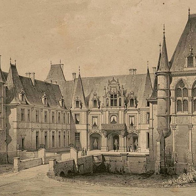 Un grabado del castillo de Marchais. 