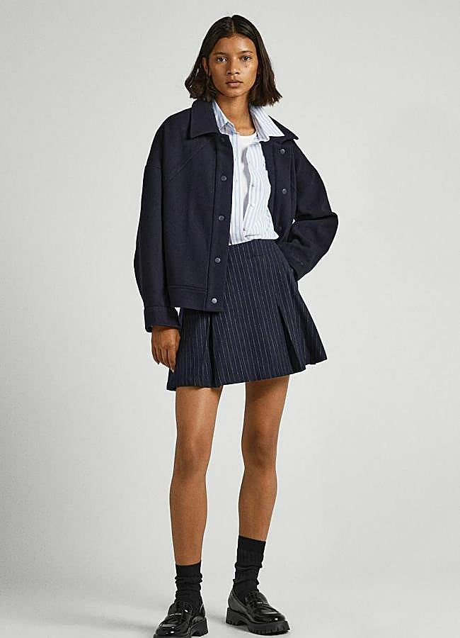 Imagen - Falda de tablas con estampado de raya diplomática