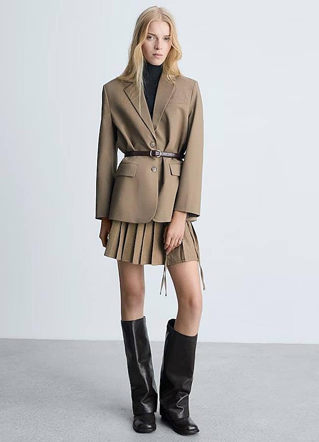 Imagen - Falda de tablas con estampado de pata de gallo