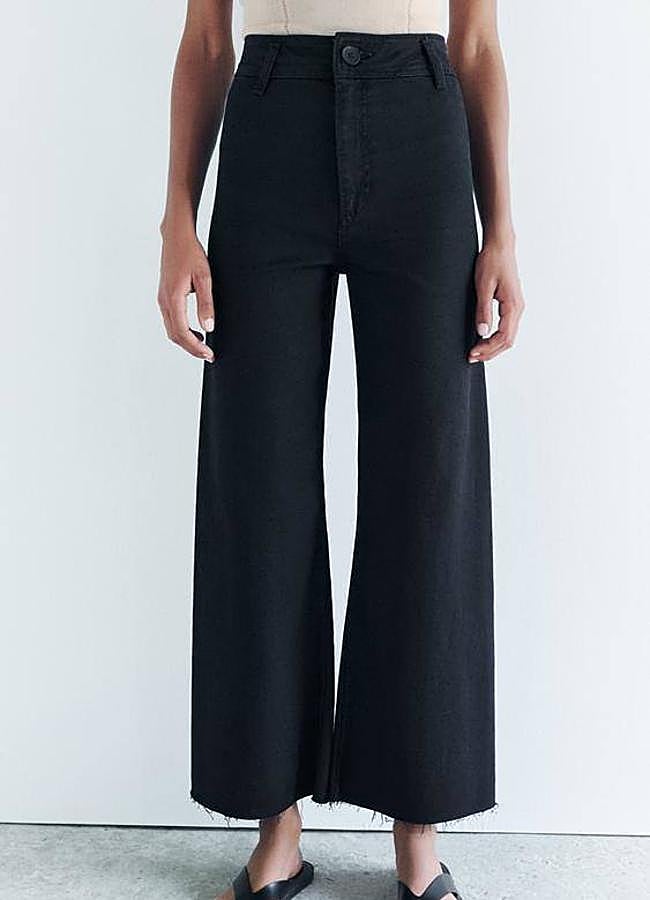 Imagen - Pantalones culotte negros en tejido denim