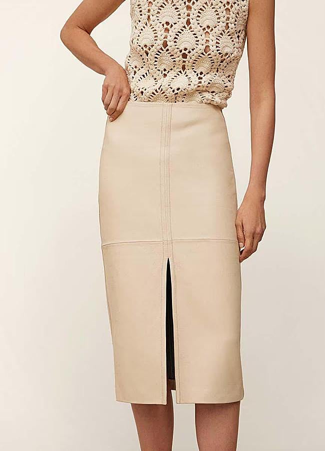 Imagen - Falda de cuero en beige de Simorra.