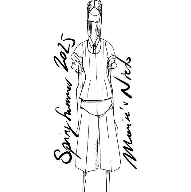 Imagen principal - Boceto y detalles de los looks de Moisés Nieto.