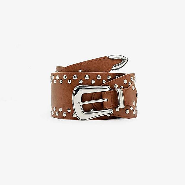 Imagen principal - Cinturón ancho tachas (15,99€)/ Cinturón cowboy ancho (7,99€)/ Cinturón ancho ojales (12,99€)