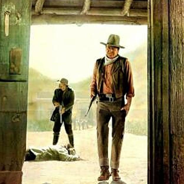 Detalle del cartel del clásico del oeste, Río Lobo.