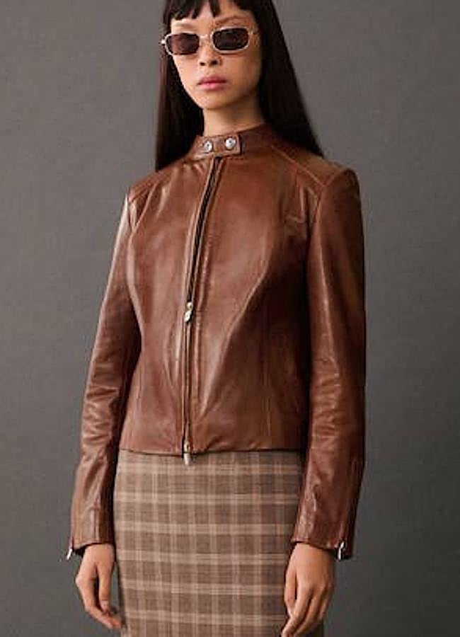 Imagen - Chaqueta efecto piel marrón