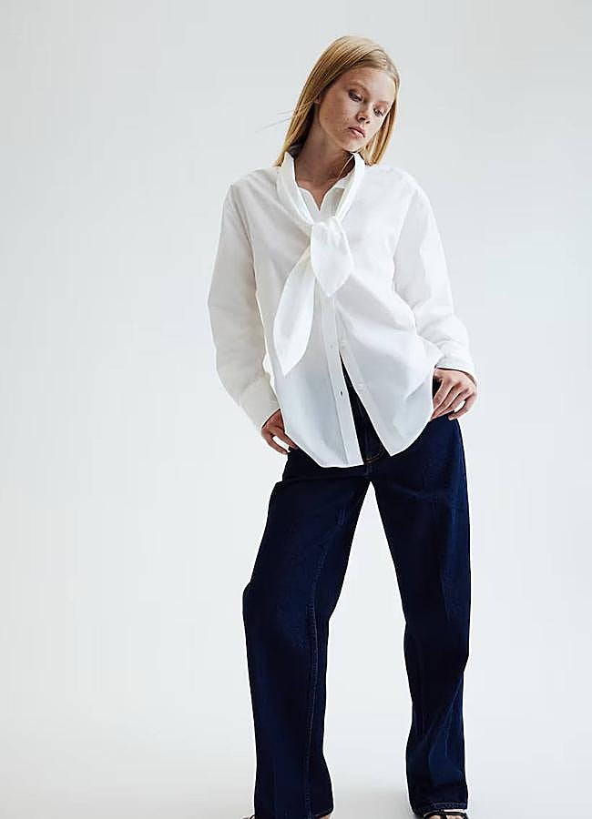 Imagen - Camisa blanca de popelín con lazada