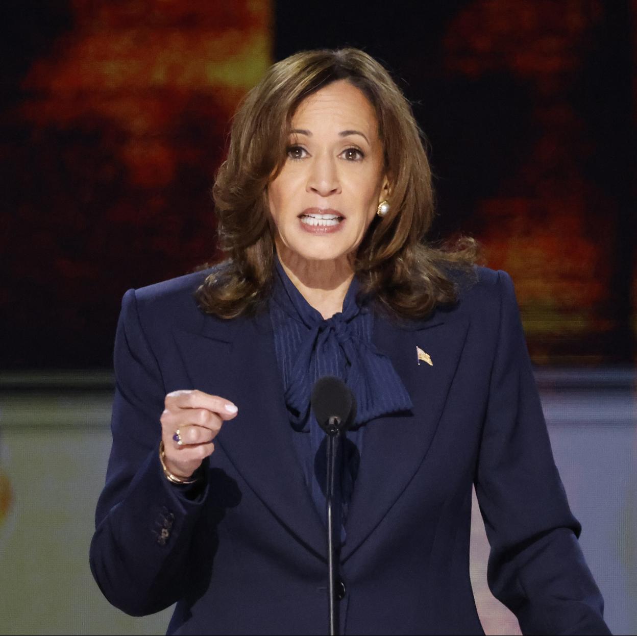 Kamala Harris durante la Convención Nacional Demócrata. 