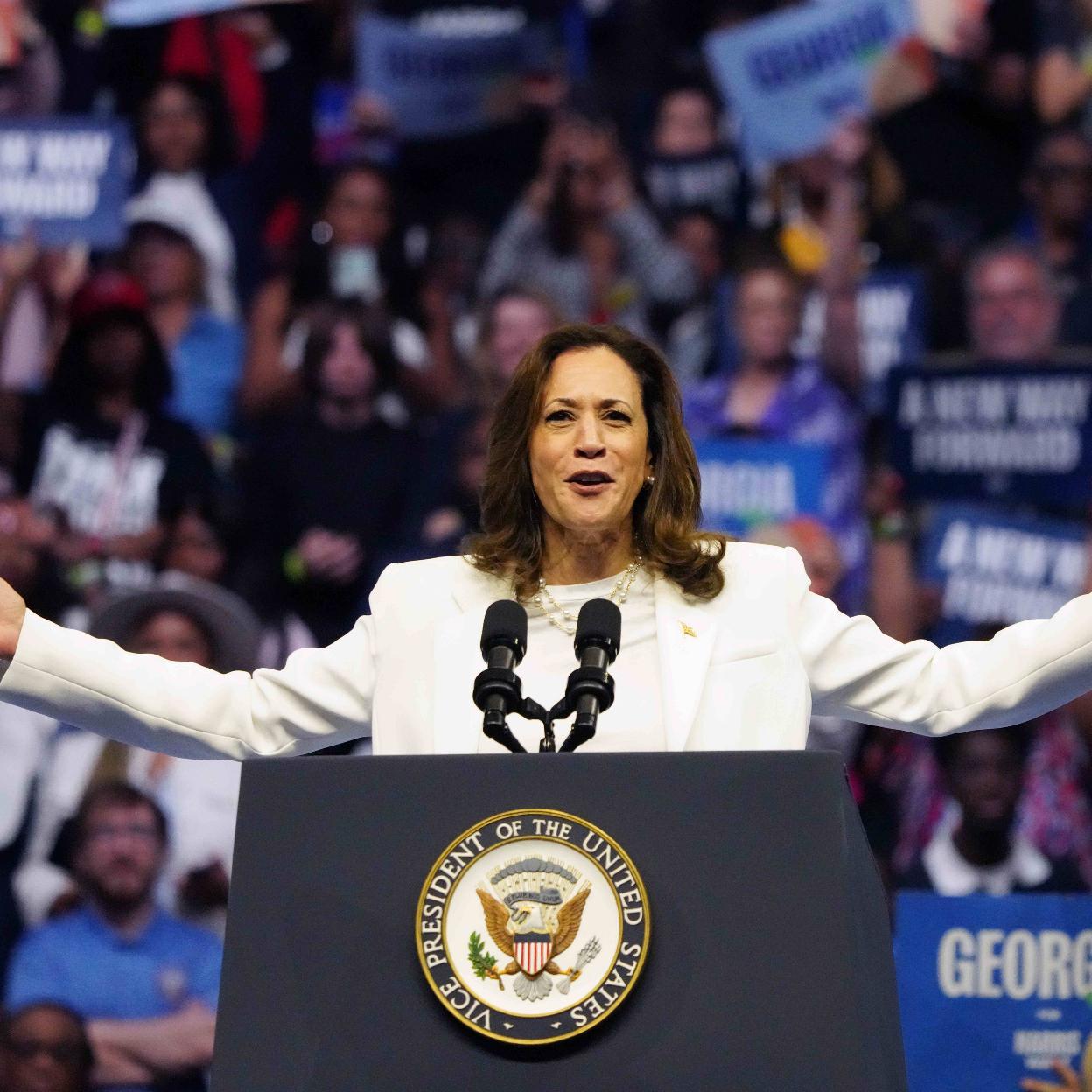Kamala Harris durante un evento de campaña.