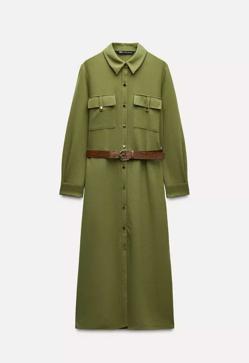 Imagen secundaria 2 - Blazer cruzadda oversize de Zara (39,95€)/ Vestido camisero cinturón de Zara (45,95€)/ Bolso tote con monograma TH de Tommy Hilfiger (159,90€ en El Corte Inglés)