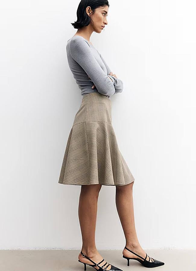 Imagen - Falda midi con estampado de cuadros