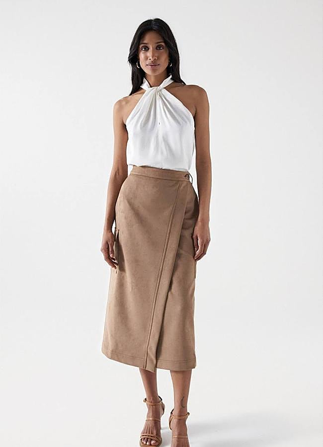 Imagen - Falda de ante mici cruzada