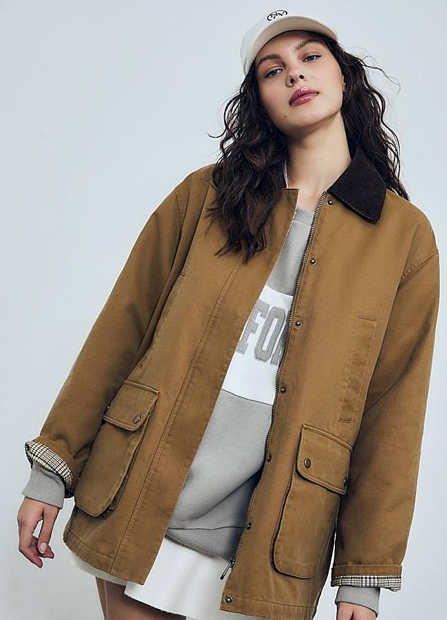 Imagen - Abrigo tipo parka encerada con cuello de pana