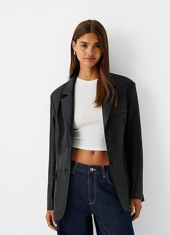 Imagen - Blazer efecto piel color negro