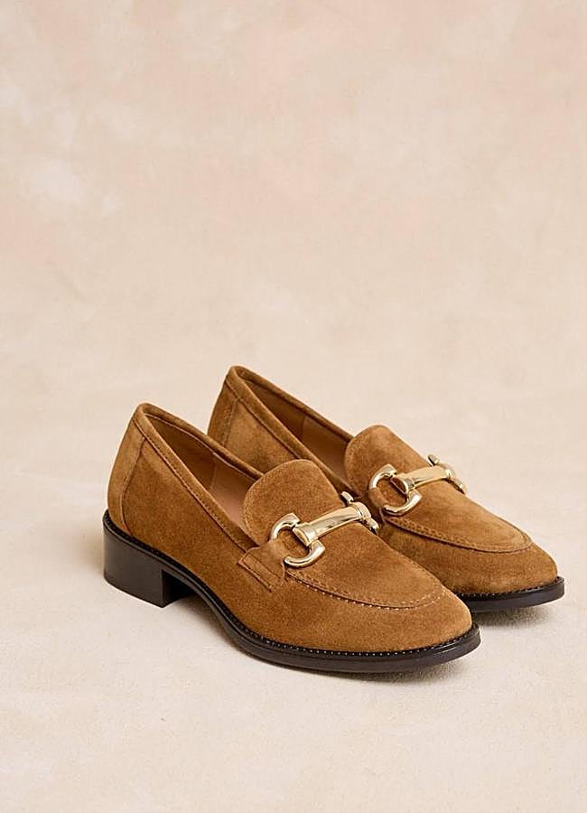 Imagen - Mocasines de piel de ante con tacón bajo