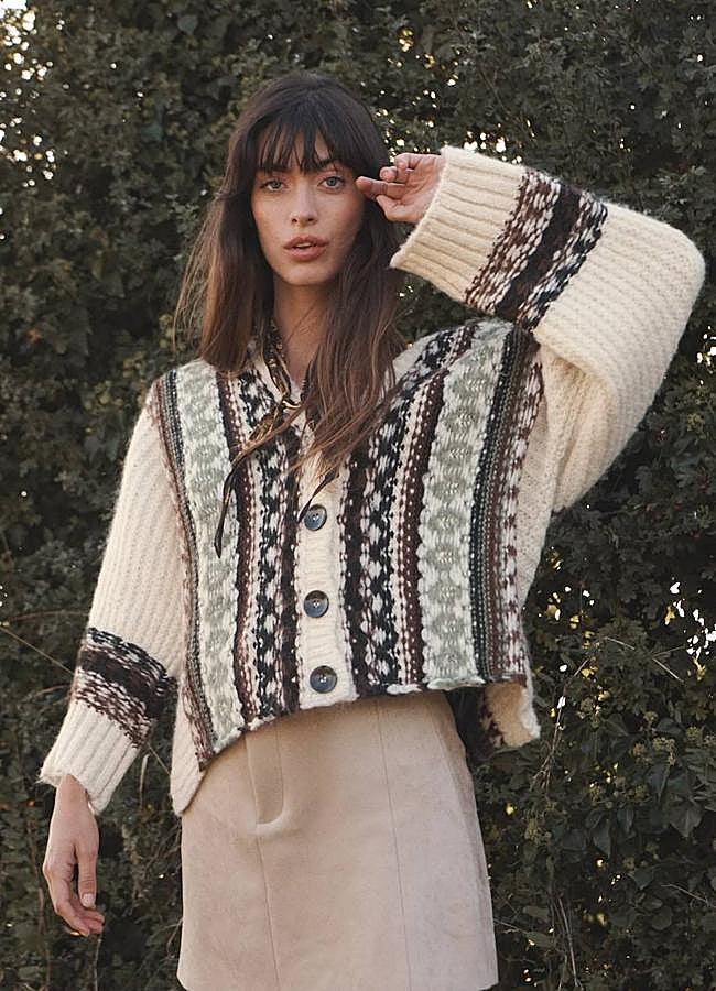 Imagen - Cárdigan oversize con estampado de cenefas