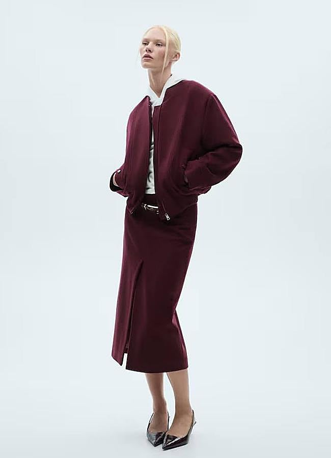 Imagen - Falda midi burdeos tipo lápiz