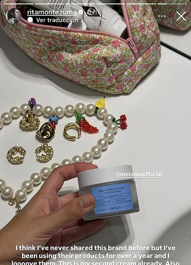 Imagen - La influencer Rita Montezuma compartiendo su crema favorita de Meisani.
