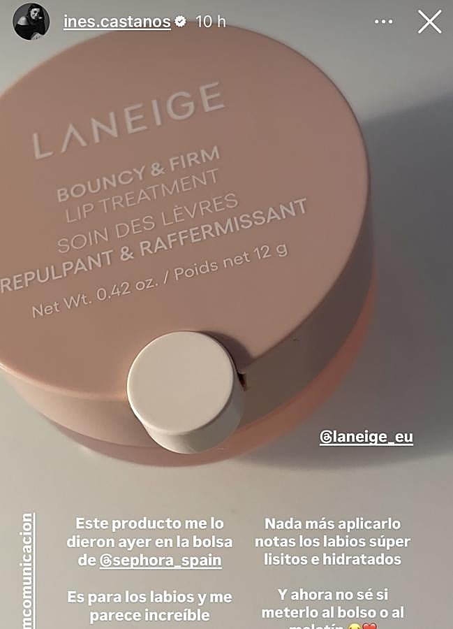 Imagen - Unas stories de la maquilladora Inés Castaños con el producto de Laneige. Foto: @ines_castanos