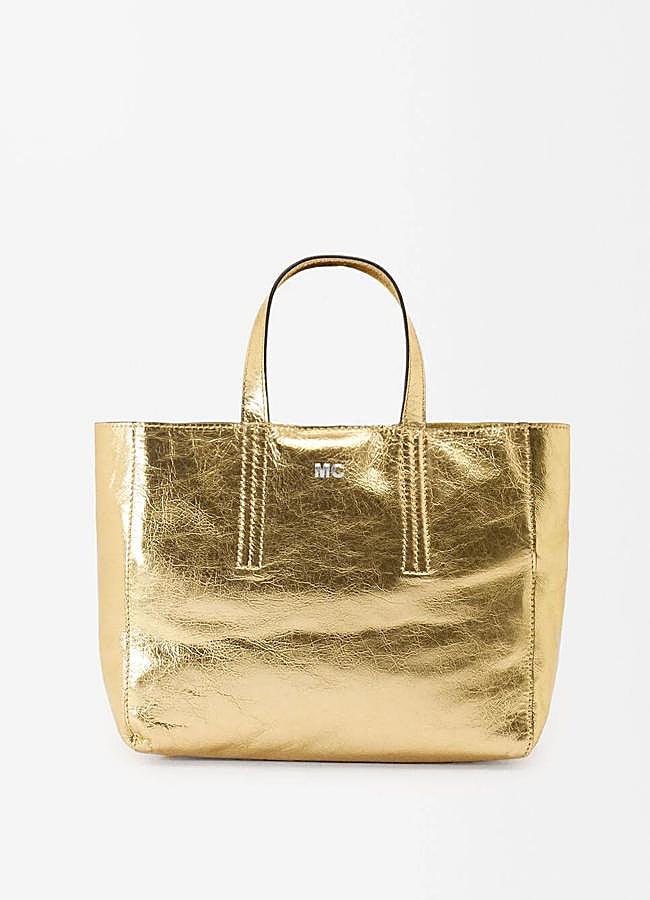 Imagen - Bolso de piel efecto metalizado dorado