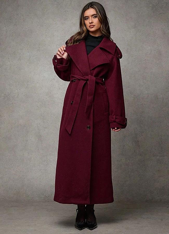 Imagen - Gabardina burdeos de lana larga