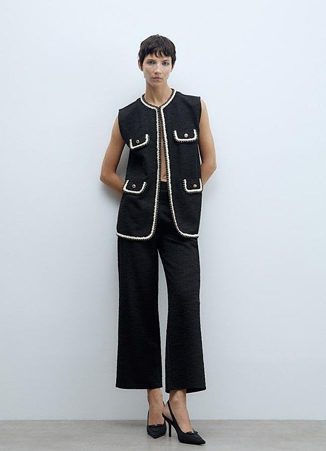 Imagen - Traje estilo tweed con ribetes en blanco y negro