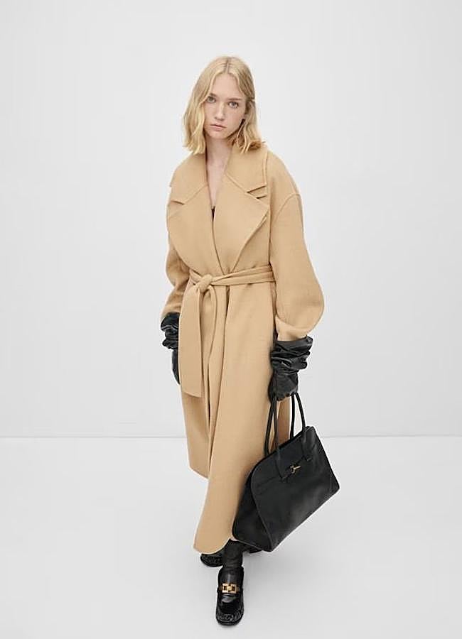 Imagen - Abrigo con cinturón camel en lana suave