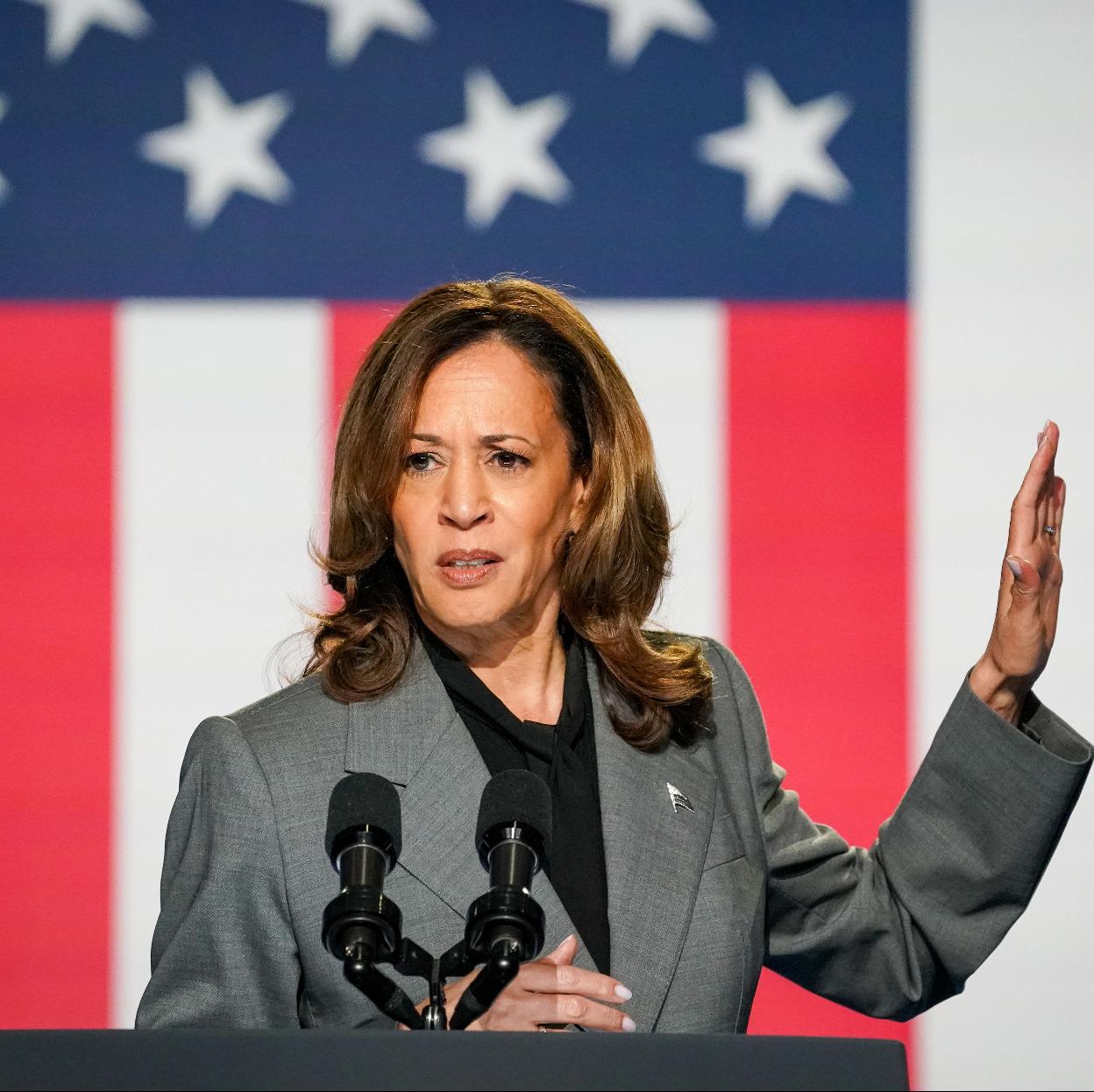 Kamala Harris durante un acto de campaña.