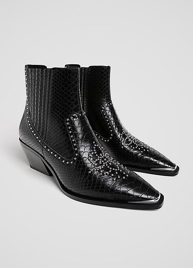 Imagen - Botines cowboy negros con tachuelas