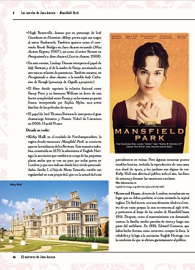 Imagen - Imagen de una de las págunas interiores de la Enciclopedia Visual de Jane Austen, en la que podemos descubrir los lugares en los que se ruedan las adaptaciones de sus libros. / Lunwerg