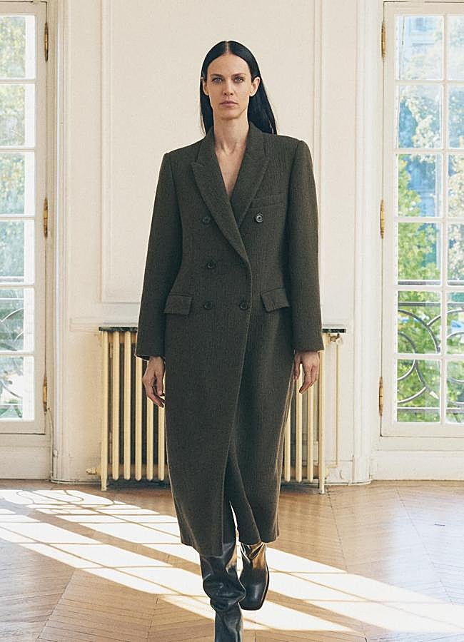 Imagen - Abrigo tailoring cruzado en verde oliva