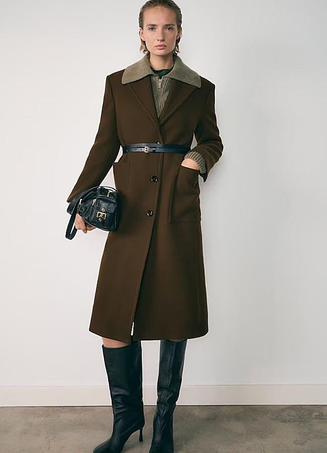 Imagen - Abrigo tailoring midi en marrón oscuro