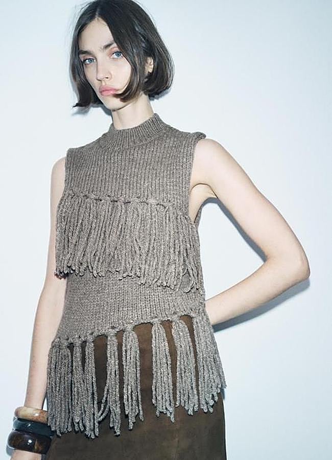 Imagen - Jersey chaleco de punto con flecos