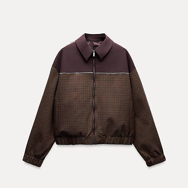 Chaqueta bomber combinada cuadros (49,95€)