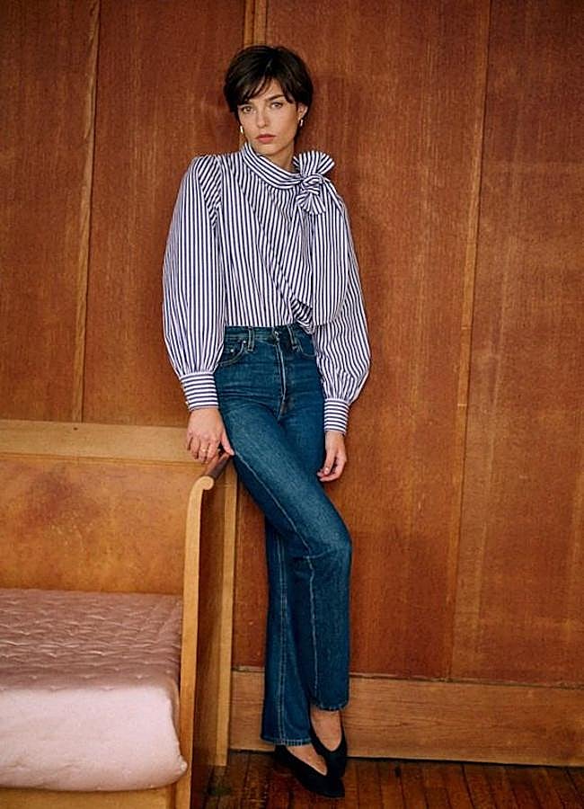 Imagen - Camisa de rayas con lazo en el cuello