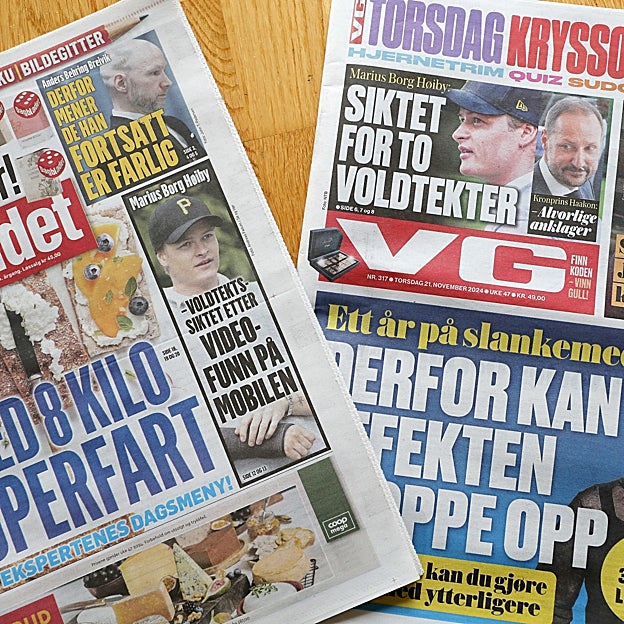 Diarios noruegos con noticias en portada sobre Marius Borg. 