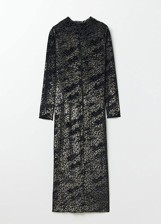 Imagen - Vestido midi de tul de manga larga y cuello caja con cierrre trasero con cremallera