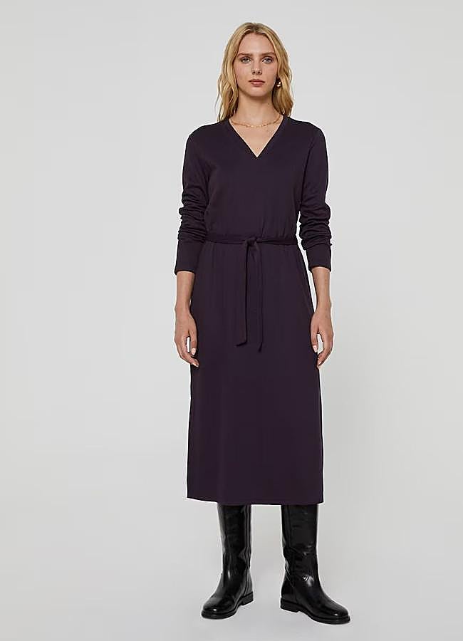 Imagen - Vestido de punto midi con escote de pico