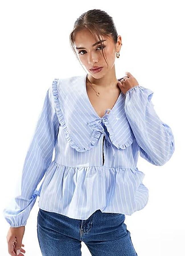 Imagen - Blusa con cuello bobo en estampado de rayas