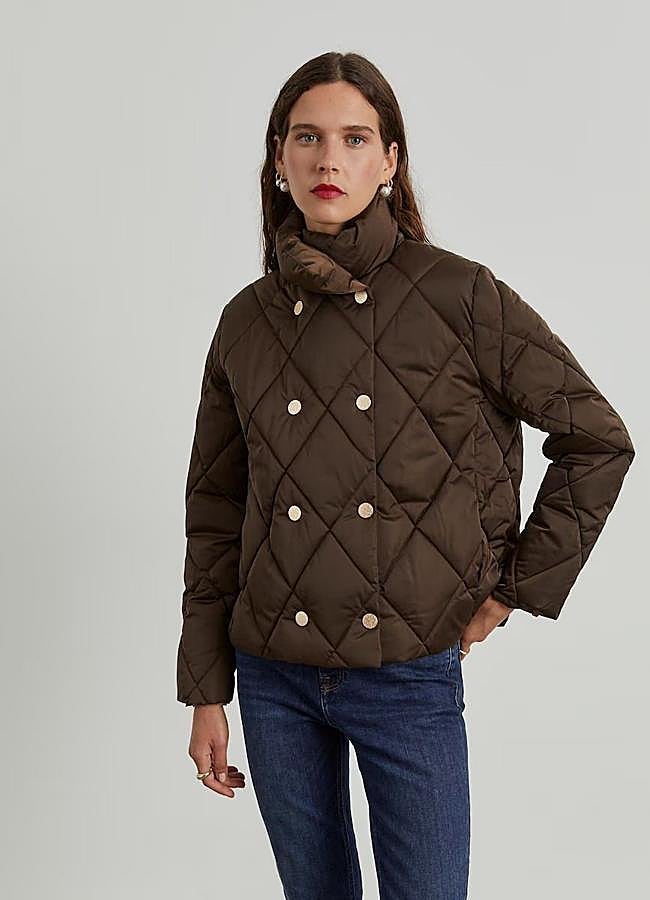 Imagen - Plumífero cruzado marrón chocolate