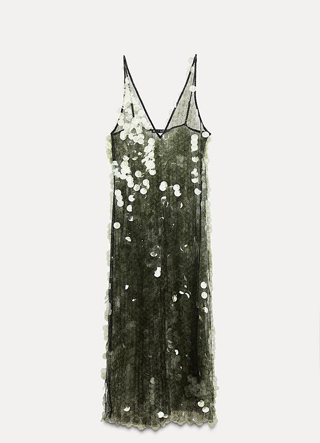 Imagen - Vestido de lentejuelas en verde de Zara.