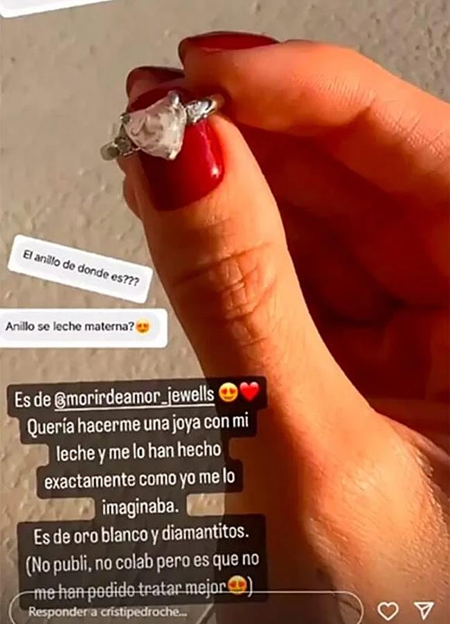 Imagen - El anillo de Morir de Amor con leche materna de Cristina Pedroche. / INSTAGRAM