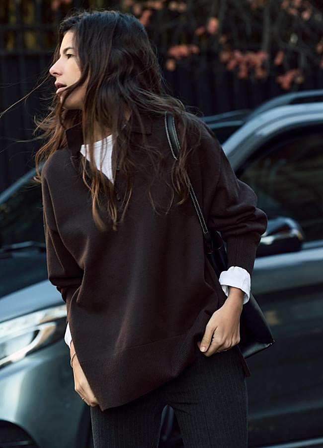 Imagen - Jersey polo oversize marrón chocolate