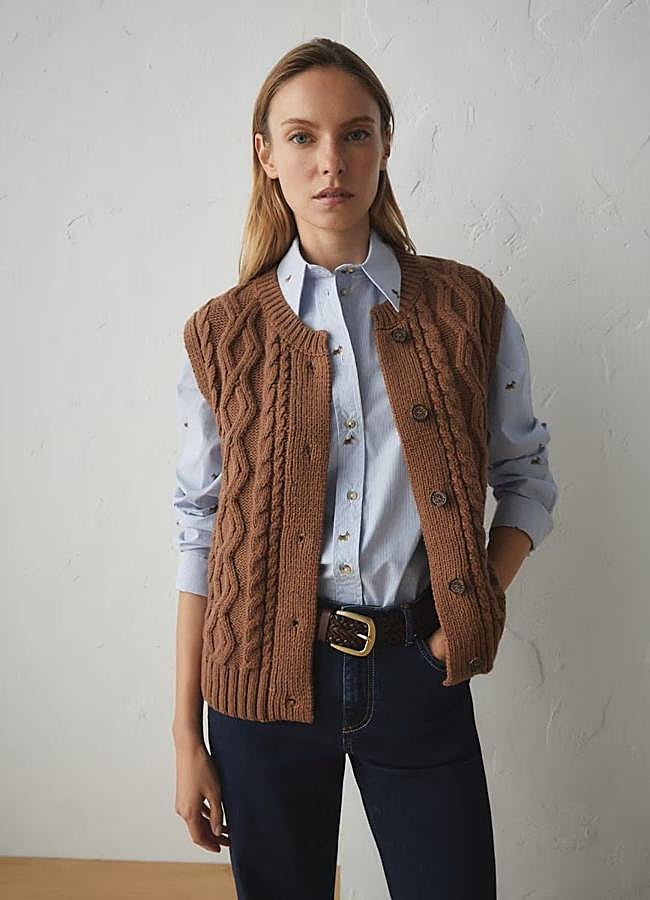 Imagen - Chaleco de punto trenzado con botones