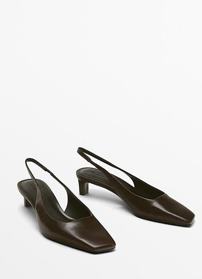 Imagen - Zapatos de tacón bajo con punta cuadrada en marrón chocolate